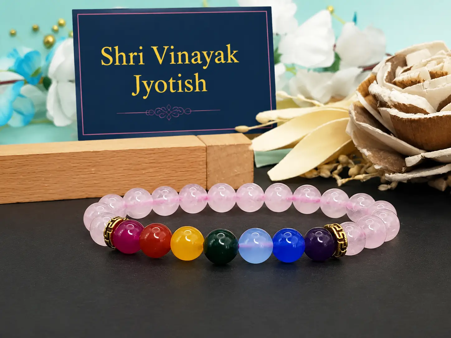Rose Quartz 7 Chakra Bracelet